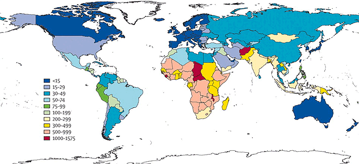 Geographical disposition of Maternal Mortality Rate 