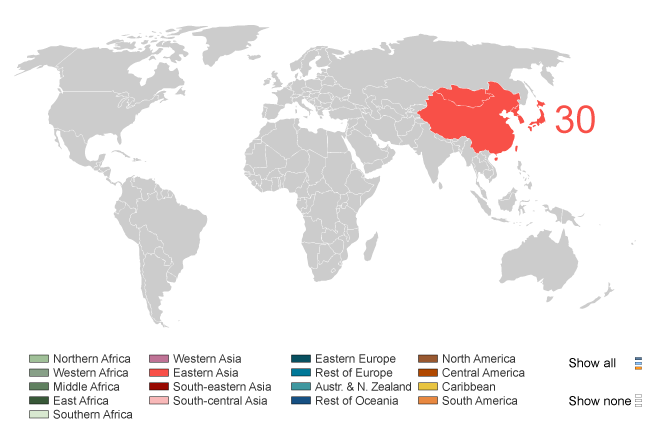 Abortion rate worldwide, 2008.