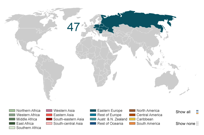 Abortion rate worldwide, 2008.