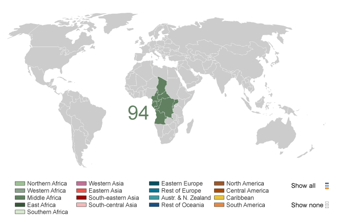Abortion rate worldwide, 2008.