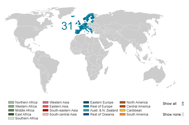 Abortion rate worldwide, 2008.