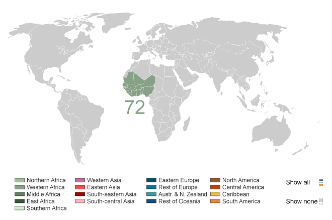 Abortion rate worldwide, 2008.